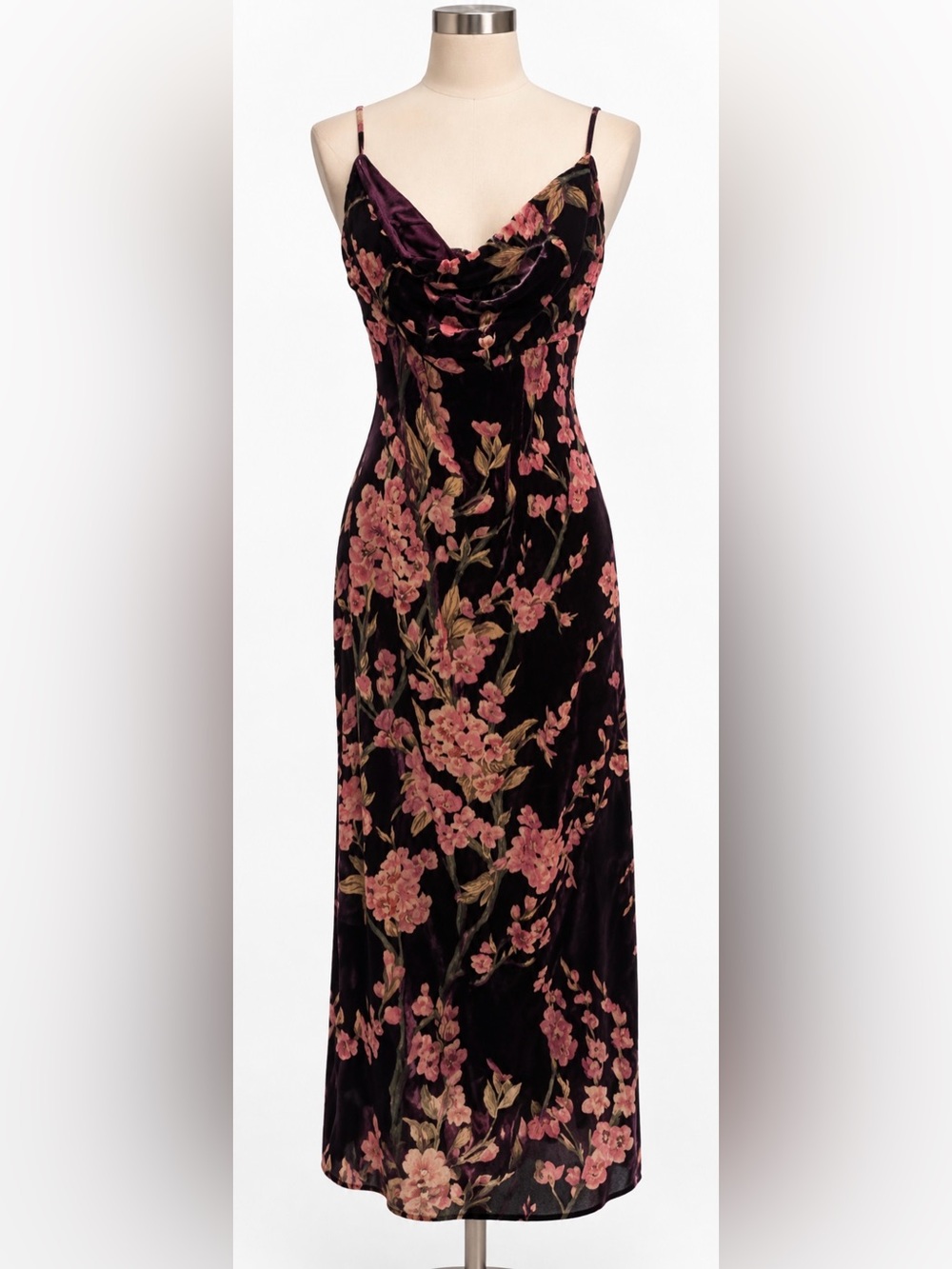Lulu's Black Maxi Skirt with Rose Floral Print